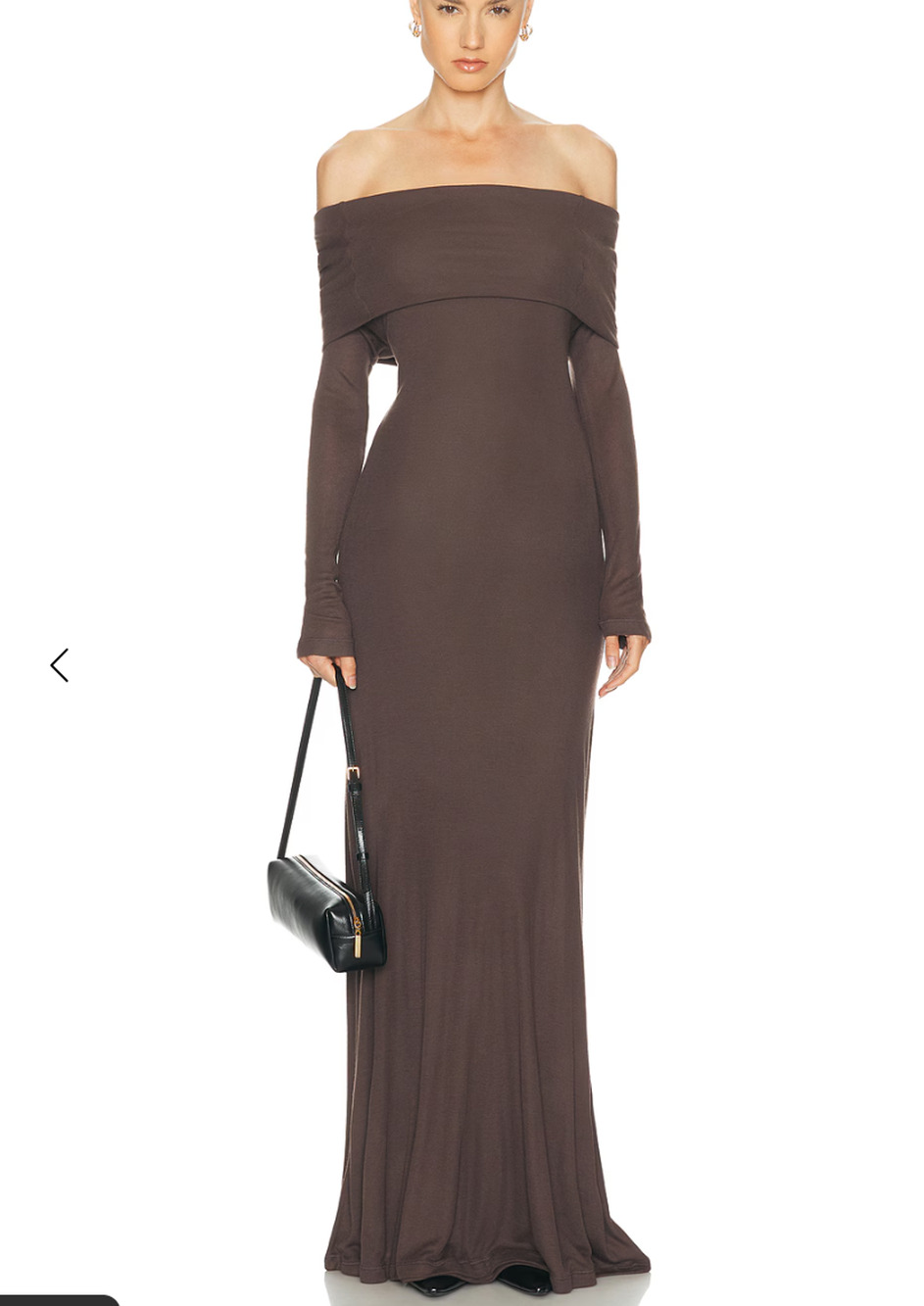 By Malene Birger Chocolate Brown Off the Shoulder Gown Large Knit Designer $300